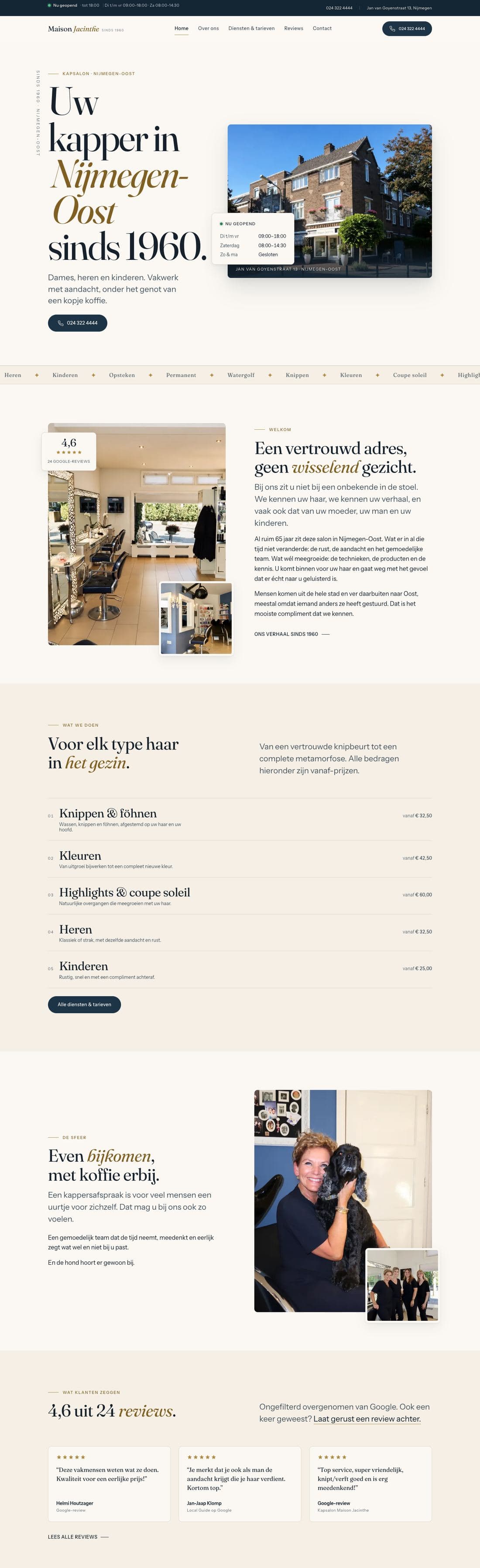 De website van Maison Jacinthe