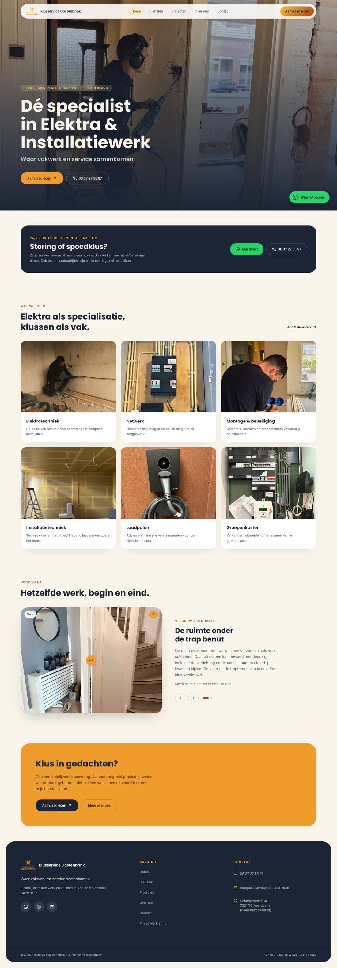 De website van Klusservice Oostenbrink
